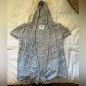 Justice Light Gray Hooded Short Sleeve Cardigan